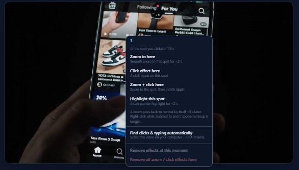 Right-click on an extra clip