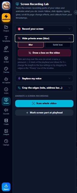 Hide private areas (blur)